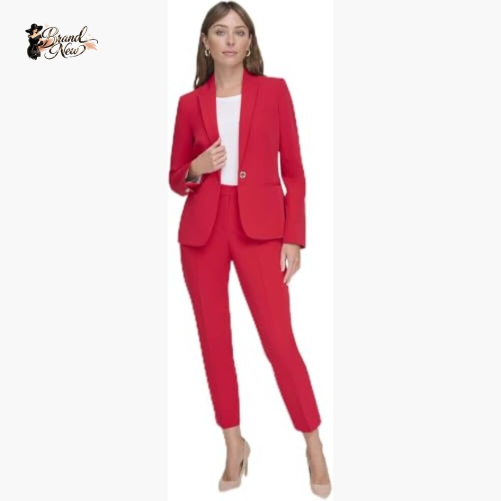 Single Button Business Blazer with Polyester Blen… - image 2